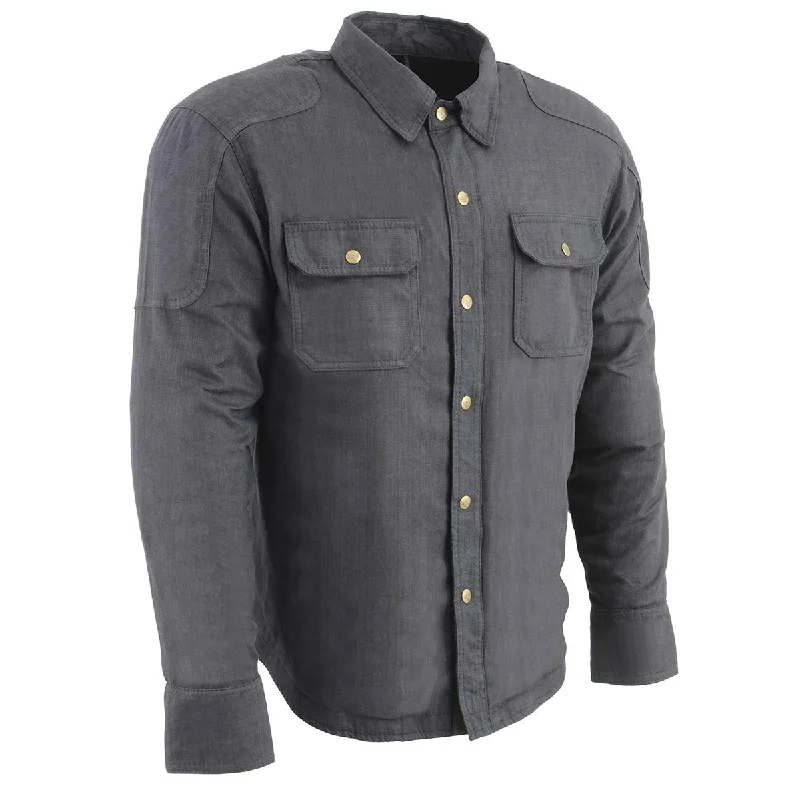 Lounge Wear Milwaukee Leather MPM1622 Men's Black Waxy Denim Flannel Biker Shirt with CE Approved Armor - Reinforced w/ Aramid Fibers Lounge Wear Milwaukee Leather MPM1622 Men's Black Waxy Denim Flannel Biker Shirt with CE Approved Armor - Reinforced w/ Aramid Fibers