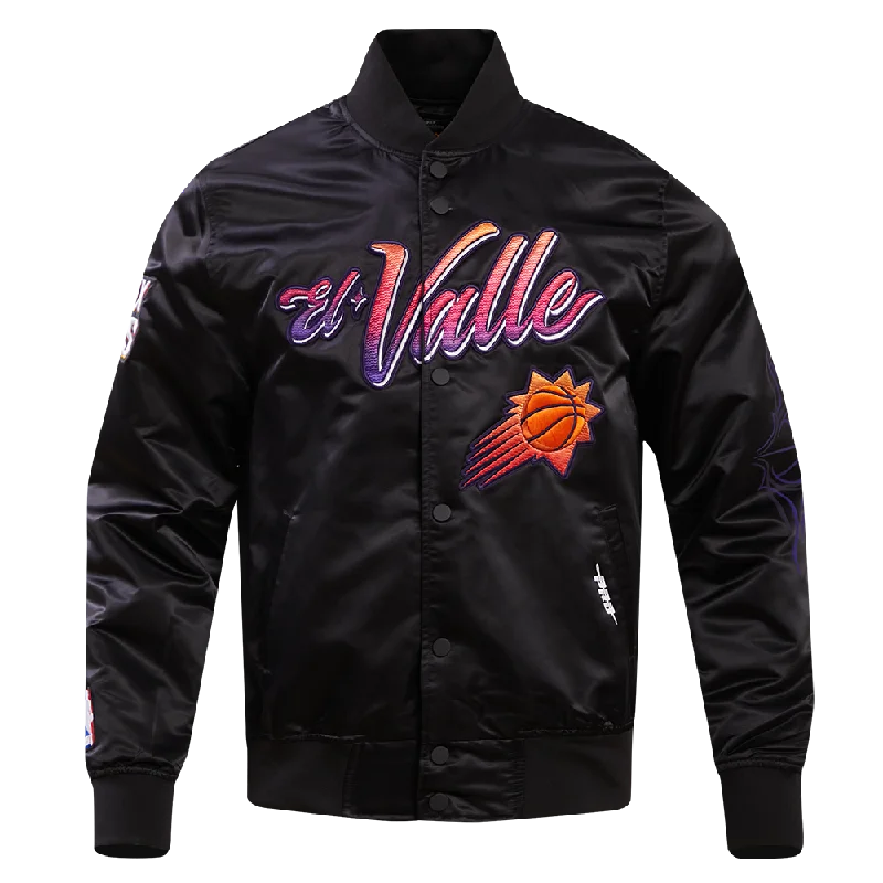 Cozy Layers NBA PHOENIX SUNS CHEST EL. VALLE MEN'S SATIN JACKET (BLACK)
