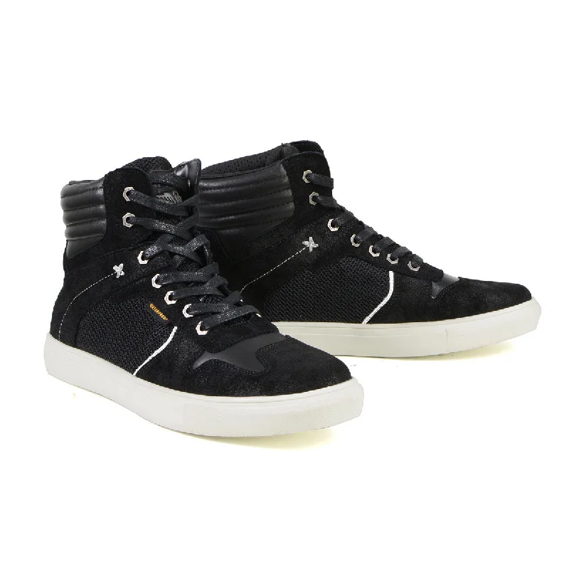 Relaxed Chic Milwaukee Leather MBM9151 Men's Black Suede and Leather Reinforced Street Riding Waterproof Shoes w/ Ankle Support Relaxed Chic Milwaukee Leather MBM9151 Men's Black Suede and Leather Reinforced Street Riding Waterproof Shoes w/ Ankle Support