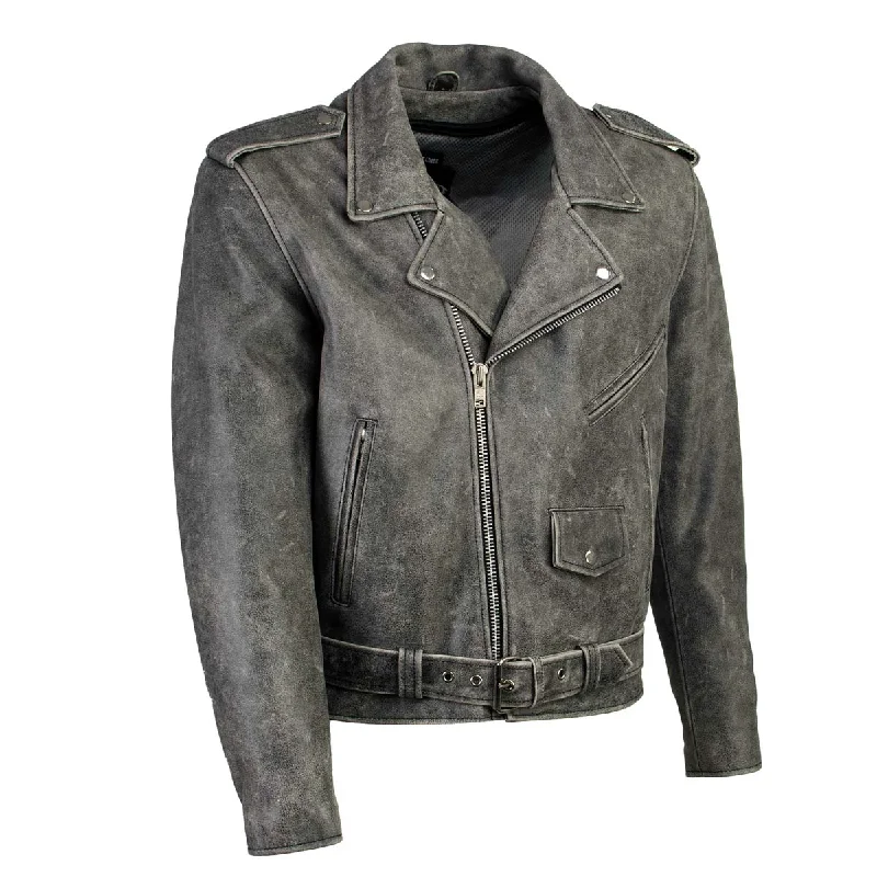 Versatile Casuals Xelement B7149 Men's 'Sliver' Distressed Gray Classic Motorcycle Leather Jacket Versatile Casuals Xelement B7149 Men's 'Sliver' Distressed Gray Classic Motorcycle Leather Jacket