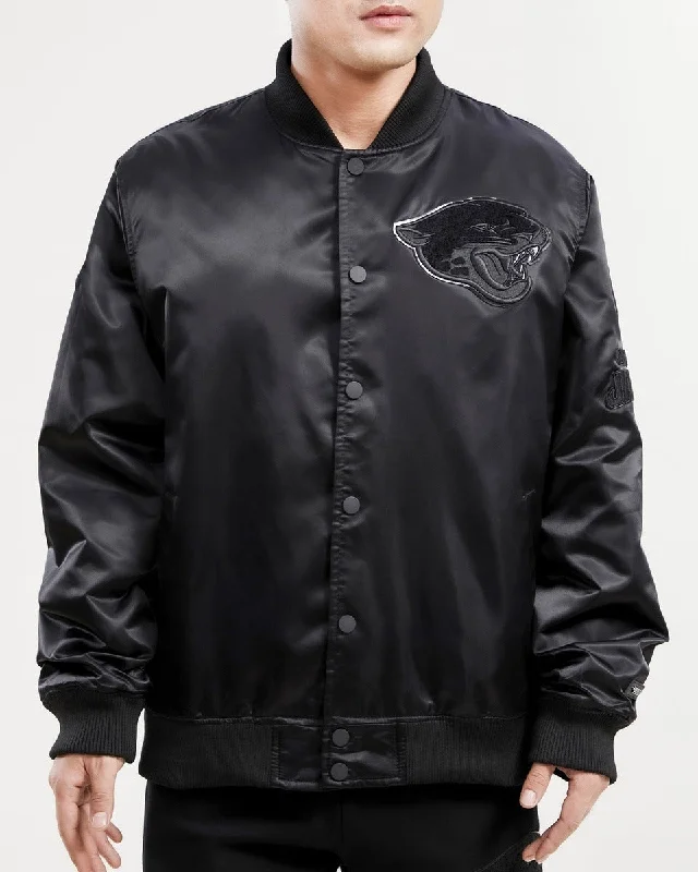 High Street Series NFL JACKSONVILLE JAGUARS TRIPLE BLACK MEN'S SATIN JACKET (TRIPLE BLACK)