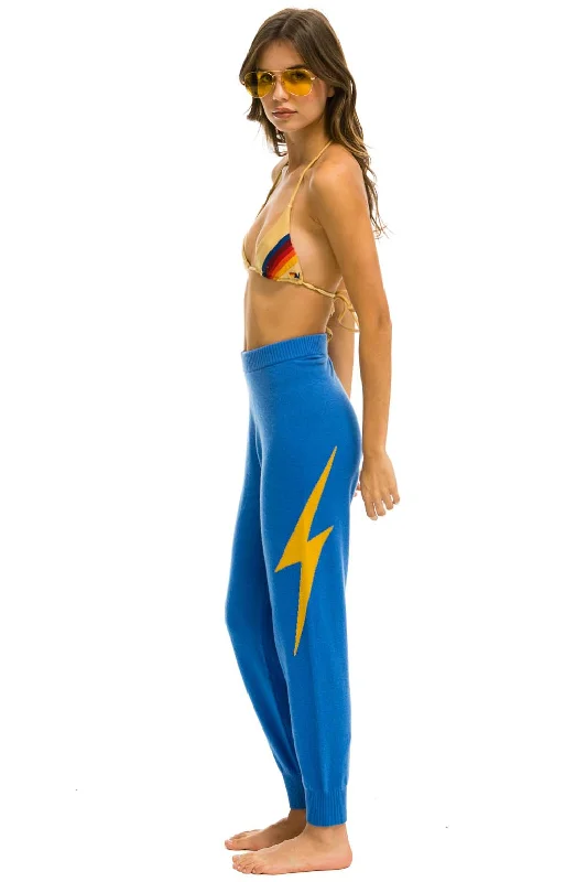 Easy Wear Chic BOLT CASHMERE LIGHT SWEATER PANT - VINTAGE BLUE // GOLD BOLT