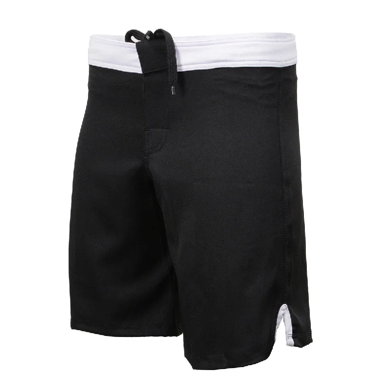 Elegant Wear X-Fitness XFM7004 Men's Black and White MMA Fight Shorts - BJJ, No Gi, Grappling, Jiu Jitsu Combat