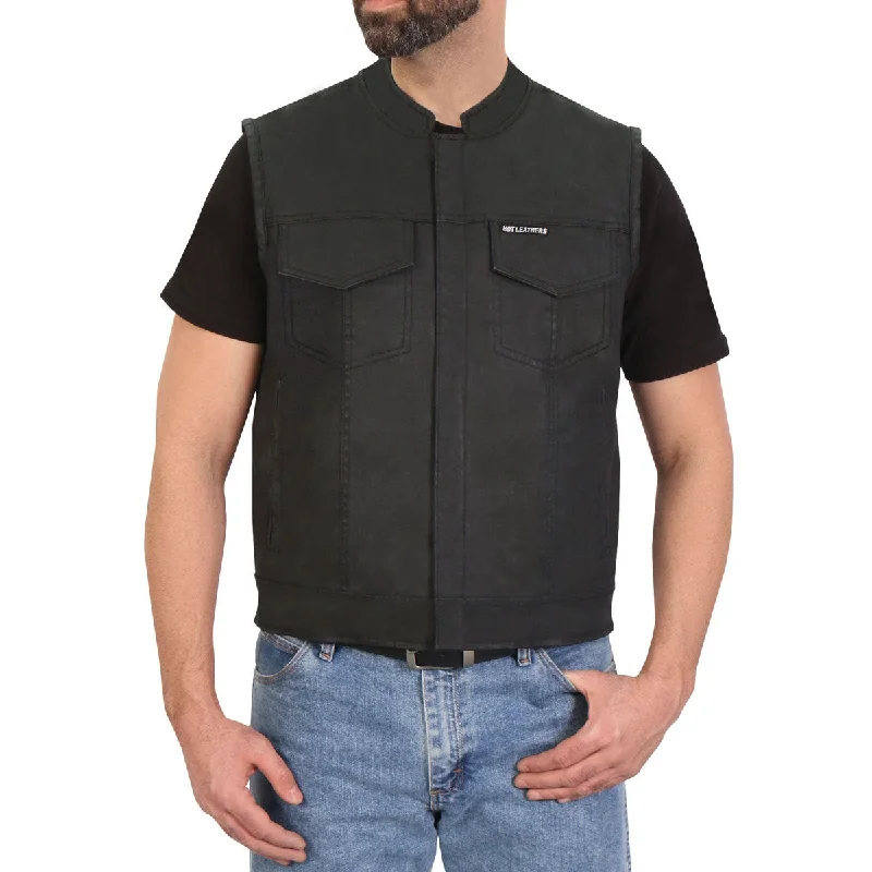Fresh And Fashionable Hot Leathers VSM6003 Men's Black Waxed Cotton Club Style Vest