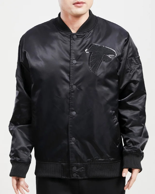 Cozy Essentials Wear NFL ATLANTA FALCONS TRIPLE BLACK MEN'S SATIN JACKET (TRIPLE BLACK)