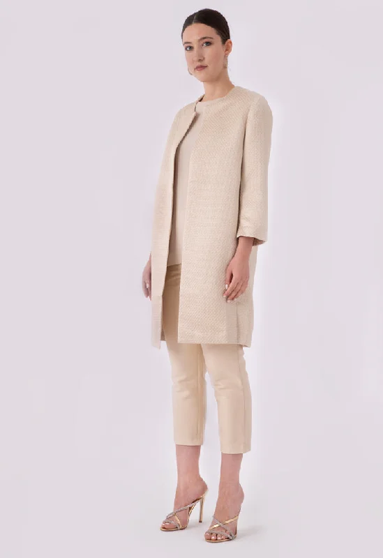 Relaxed Tops Embossed Jacquard Open Front Outerwear
