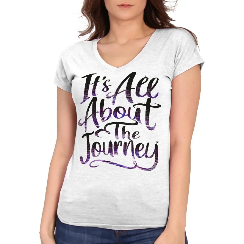 Denim Design Hot Leathers GLC1566 Ladies White It's All About The Journey Short Sleeve V-Neck Shirt Denim Design Hot Leathers GLC1566 Ladies White It's All About The Journey Short Sleeve V-Neck Shirt