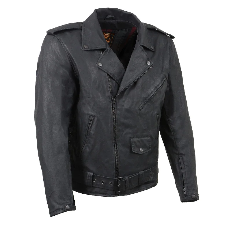 Warm Comfort Milwaukee Leather MDM1020 Men's Black Classic 'Waxed' Motorcycle Denim Jacket with Armor Warm Comfort Milwaukee Leather MDM1020 Men's Black Classic 'Waxed' Motorcycle Denim Jacket with Armor