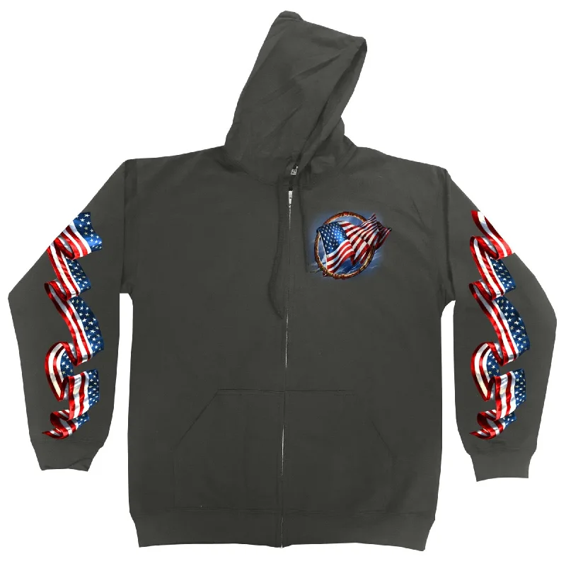 Elegant And Noble Hot Leathers GMZ4532 Men’s Charcoal 'Hoop Eagle Hoodie'