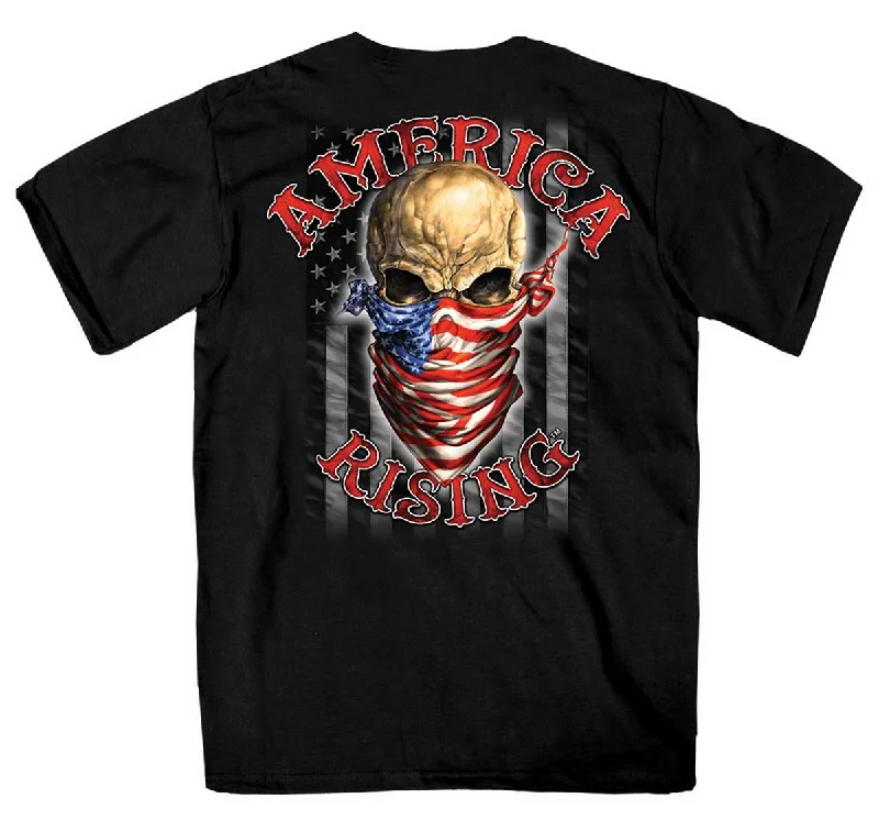 Exquisite Craftsmanship Hot Leathers GMD1364 Mens 'Skull Bandanna - America Rising' Black T-Shirt Exquisite Craftsmanship Hot Leathers GMD1364 Mens 'Skull Bandanna - America Rising' Black T-Shirt