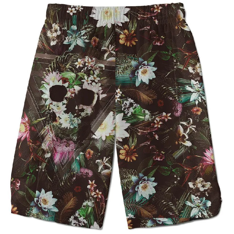 Effortless Outfits Flower Skull Shorts