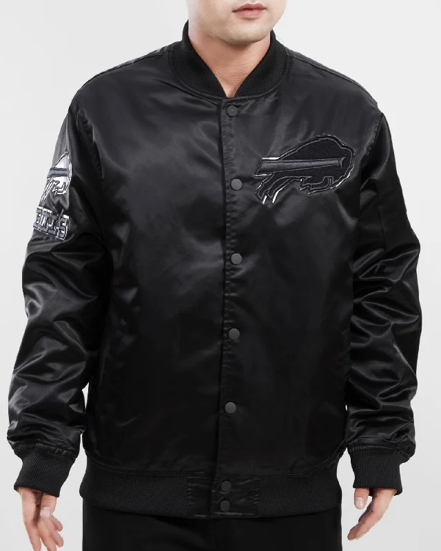 Cozy Fashion Trends NFL BUFFALO BILLS TRIPLE BLACK MEN'S SATIN JACKET (TRIPLE BLACK)