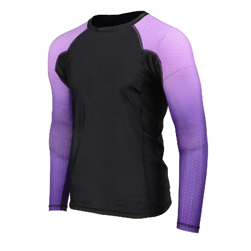 Effortless Wear X-Fitness XFM7000 Men's Black and Purple Long Sleeve Compression Rash Guard Athletic Shirt- MMA, BJJ, Wrestling, Cross Training Effortless Wear X-Fitness XFM7000 Men's Black and Purple Long Sleeve Compression Rash Guard Athletic Shirt- MMA, BJJ, Wrestling, Cross Training