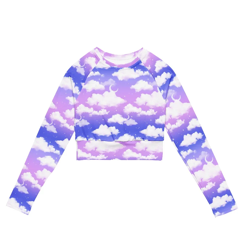 Cozy Lifestyle Cloudy Sky Long-sleeved Crop Top