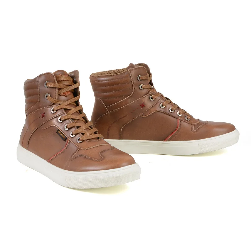 Celebrity Must-have Milwaukee Leather MBM9154 Men's Cognac Leather High-Top Reinforced Street Riding Waterproof Shoes w/ Ankle Support Celebrity Must-have Milwaukee Leather MBM9154 Men's Cognac Leather High-Top Reinforced Street Riding Waterproof Shoes w/ Ankle Support