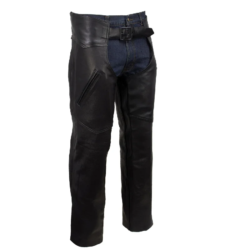 Soft And Comfortable Milwaukee Leather USA MADE MLCHM5001 Men's Black 'Cloak' Classic Premium Leather Motorcycle Chaps Soft And Comfortable Milwaukee Leather USA MADE MLCHM5001 Men's Black 'Cloak' Classic Premium Leather Motorcycle Chaps
