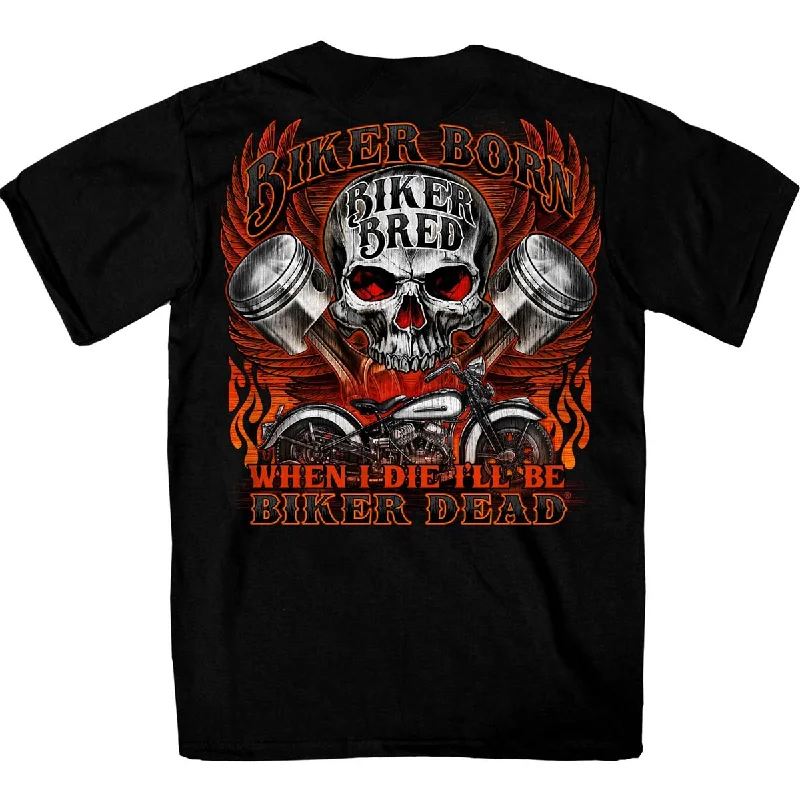 Elegant Design Hot Leathers GMD1535 Men's Black Skull and Pistons T-Shirt