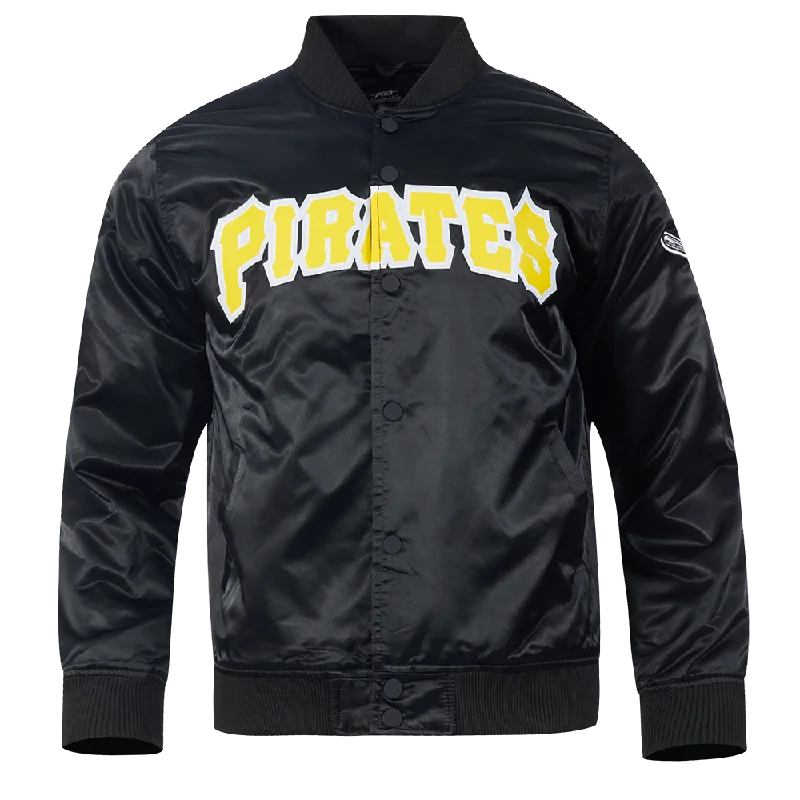Everyday Chic MLB PITTSBURGH PIRATES WORDMARK MEN'S SATIN JACKET (BLACK)