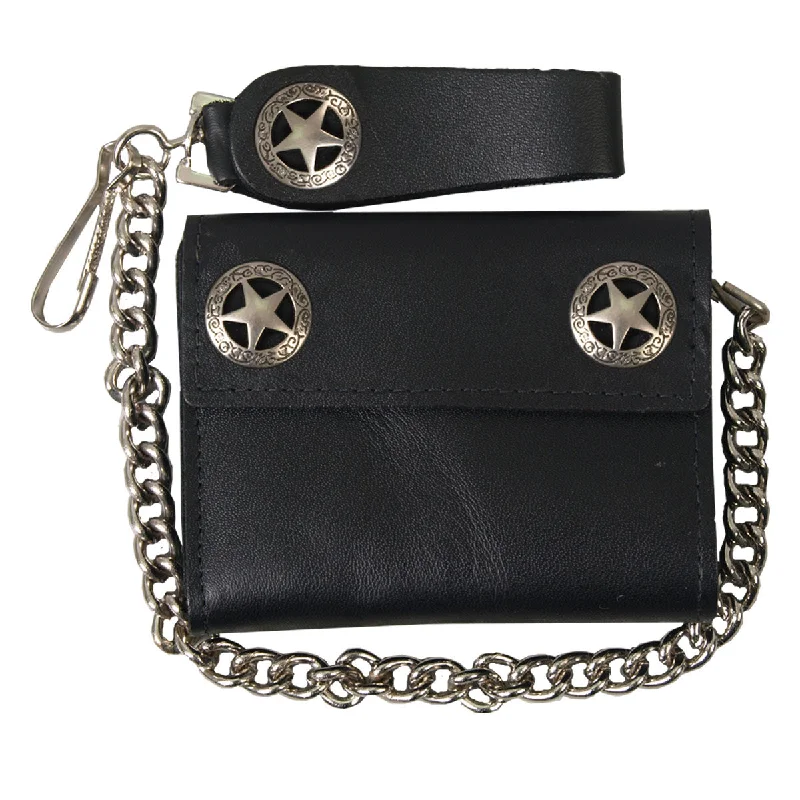 Exclusive Customization Hot Leathers WLA1010 Western Star Black Leather Wallet with Chain Exclusive Customization Hot Leathers WLA1010 Western Star Black Leather Wallet with Chain