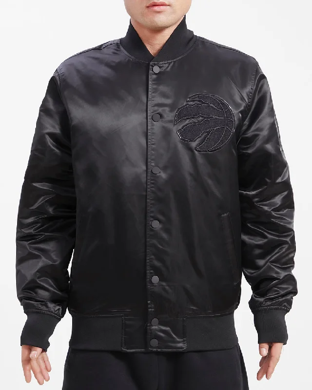 Fashion Comfort NBA TORONTO RAPTORS TRIPLE BLACK MEN'S SATIN JACKET (TRIPLE BLACK)