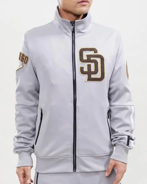 Soft Textures MLB SAN DIEGO PADRES CLASSIC MEN'S TRACK JACKET (GRAY)