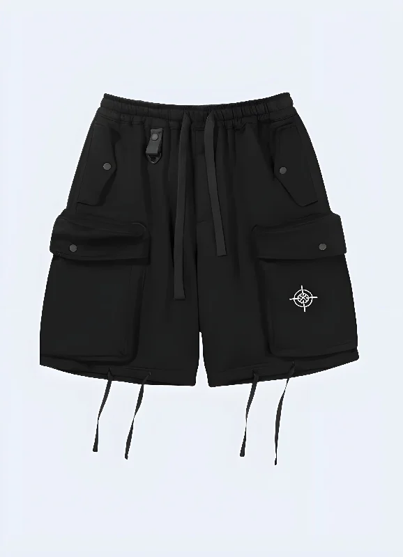 Effortless Elegance Black Tactical Cargo Shorts