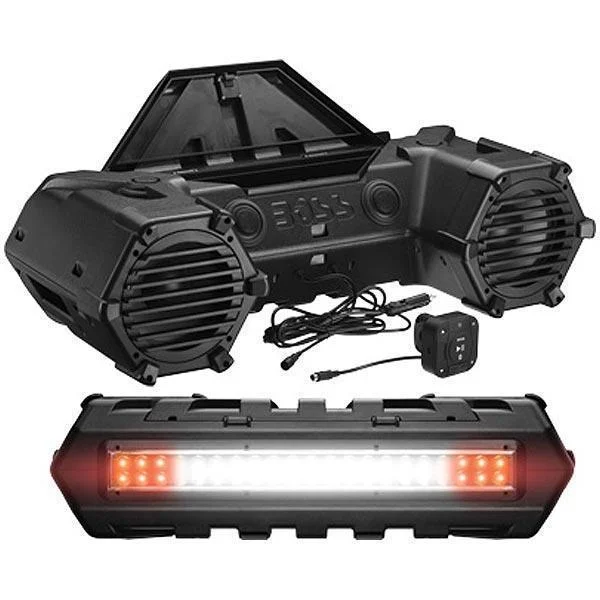 Personalized Outfit Boss Audio 8in Black ATV Bluetooth Speakers with Dual LED Light Bar Personalized Outfit Boss Audio 8in Black ATV Bluetooth Speakers with Dual LED Light Bar