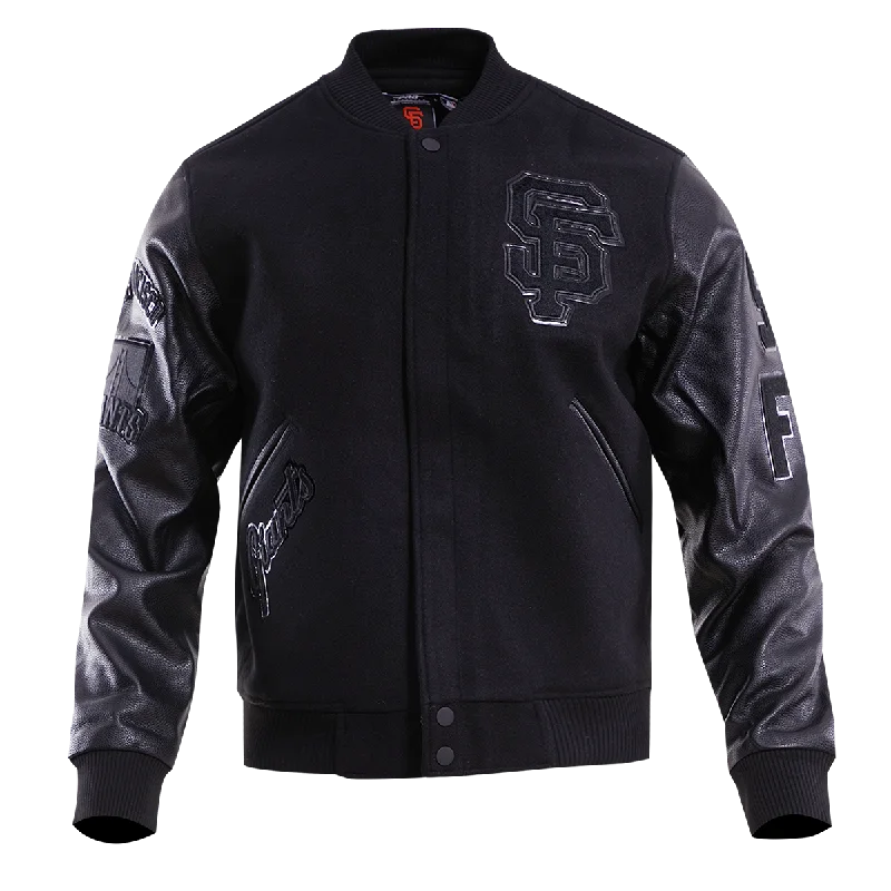 Soft Fabrics MLB SAN FRANCISCO GIANTS TRIPLE BLACK WOOL MEN'S VARSITY JACKET (TRIPLE BLACK)