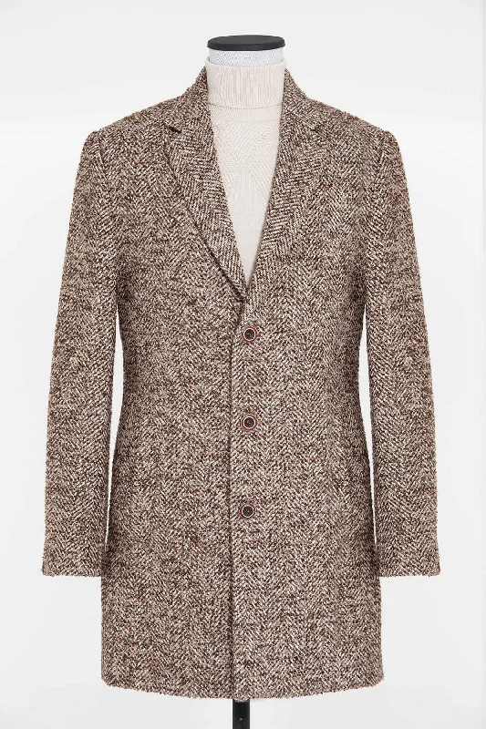 Comfortable Sweaters Slim Fit Cachet Denver Notch Lapel Wool Blend Navy Overcoat, Brown D.