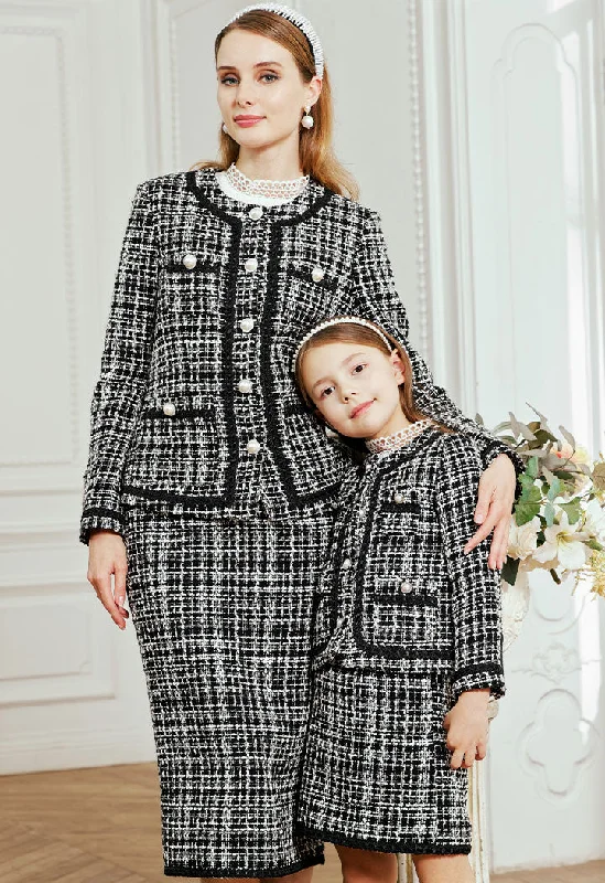 Celebrity Style Contrast Lurex Tweed Outerwear