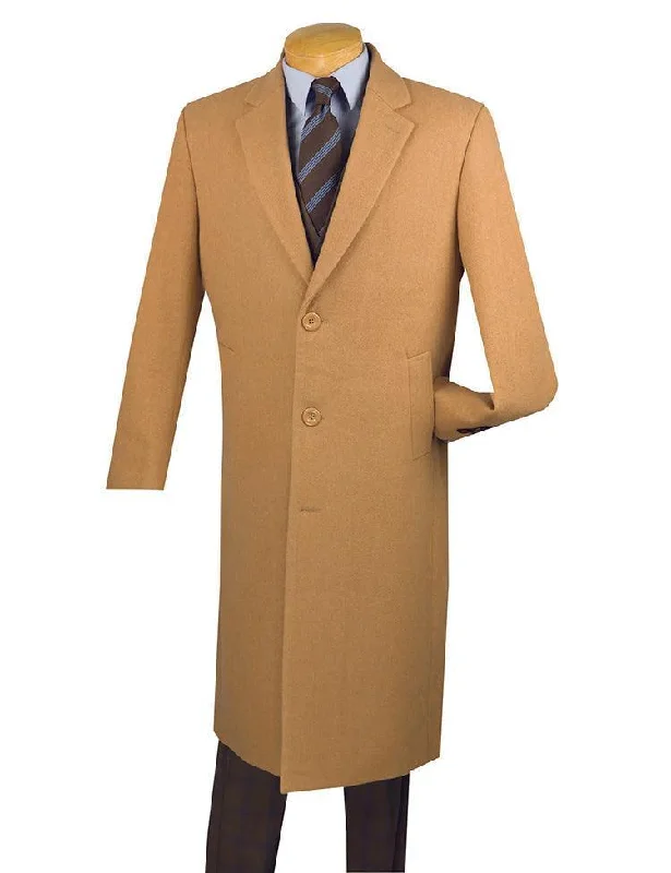 Effortless Comfort Men’s Full Length Topcoat in Camel