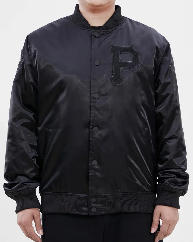 Urban Chic MLB PITTSBURGH PIRATES TRIPLE BLACK MEN'S SATIN JACKET (TRIPLE BLACK)