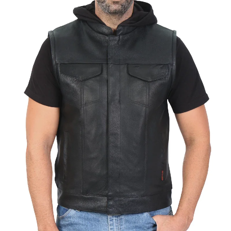 High Street Design Hot Leathers VSM1201 Men's Black Motorcycle Biker Club Style Vest with Hoodie High Street Design Hot Leathers VSM1201 Men's Black Motorcycle Biker Club Style Vest with Hoodie