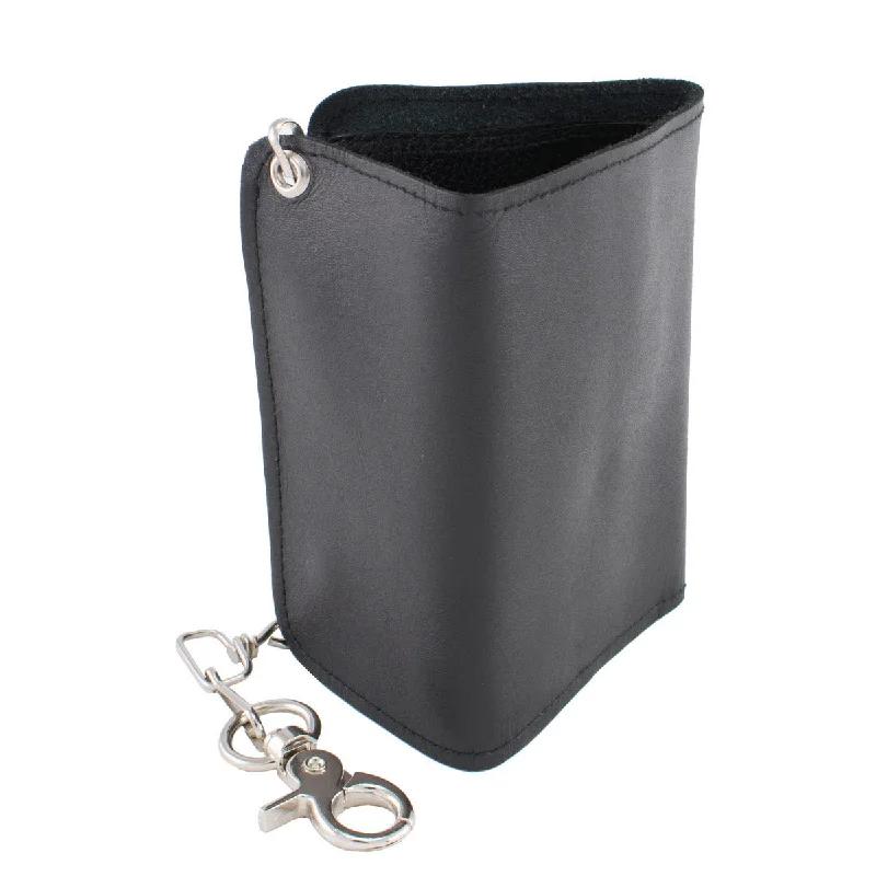 Easygoing Style Milwaukee Leather MLW7820 Men's Black Leather Tri Fold Wallet with Steel Chain Easygoing Style Milwaukee Leather MLW7820 Men's Black Leather Tri Fold Wallet with Steel Chain