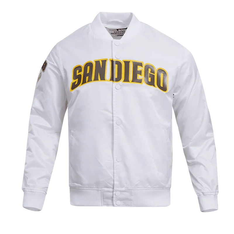 Casual Chic MLB SAN DIEGO PADRES TEAM BIG LOGO MEN'S SATIN JACKET (WHITE)