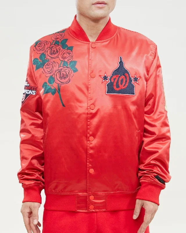 Fresh And Elegant MLB WASHINGTON NATIONALS ROSE MEN'S SATIN JACKET (RED)