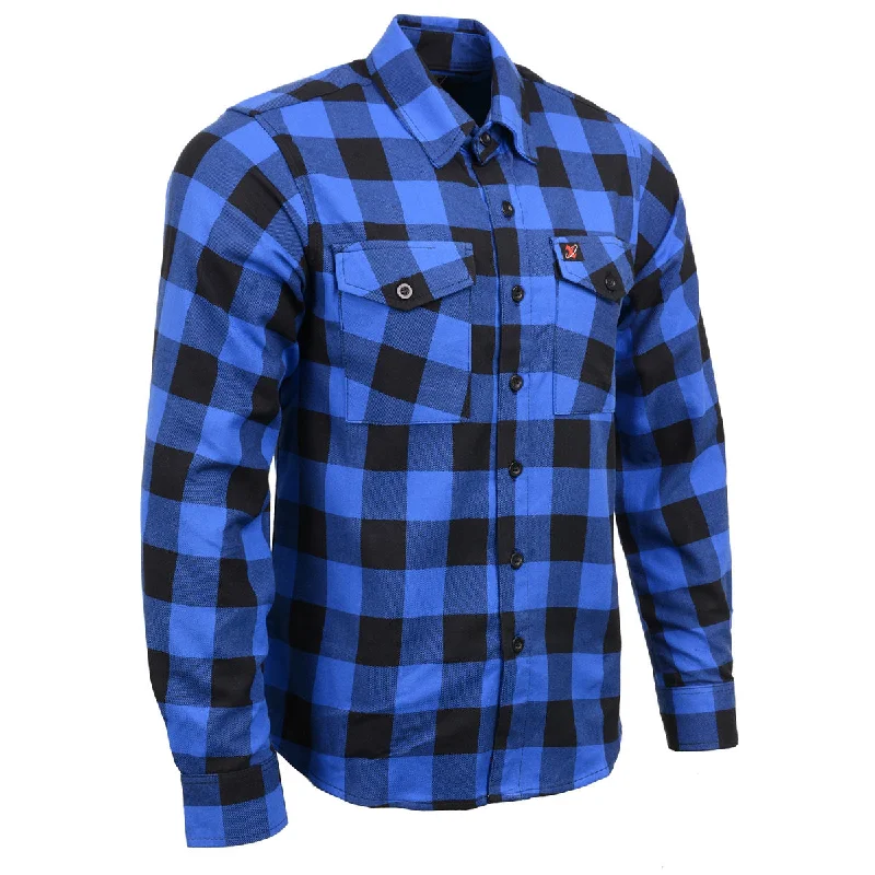 Classic Design Milwaukee Leather MNG11634 Men's Black and Blue Flannel Plaid Long Sleeve Cotton Button Down Shirt Classic Design Milwaukee Leather MNG11634 Men's Black and Blue Flannel Plaid Long Sleeve Cotton Button Down Shirt
