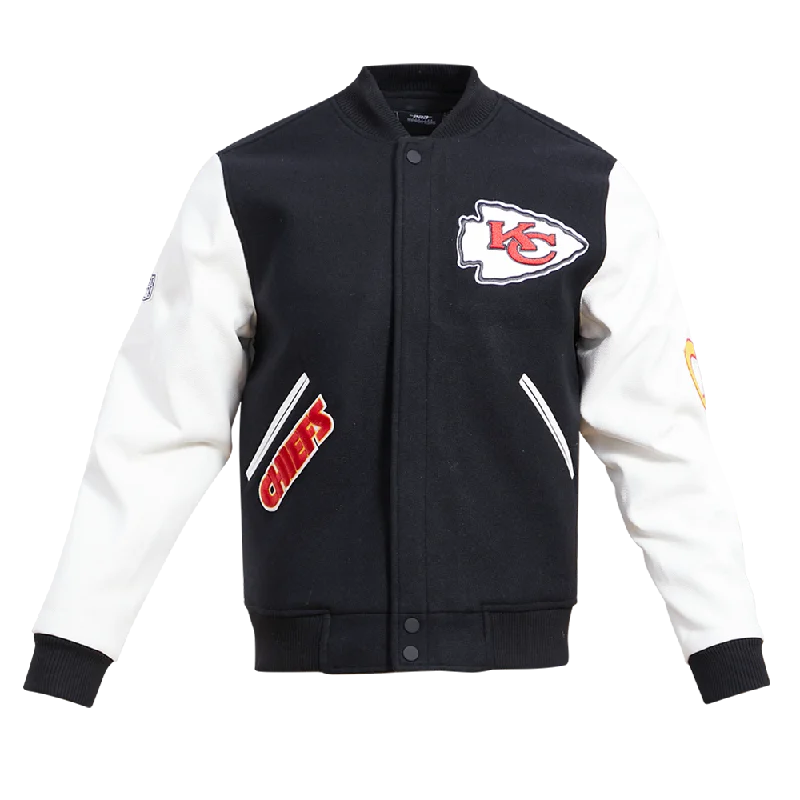 Body Design NFL KANSAS CITY CHIEFS CLASSIC WOOL MEN'S VARSITY JACKET (BLACK/WHITE)