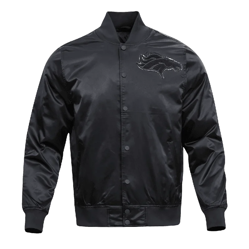 Trendy Wear NFL DENVER BRONCOS TRIPLE BLACK MEN'S SATIN JACKET (TRIPLE BLACK)