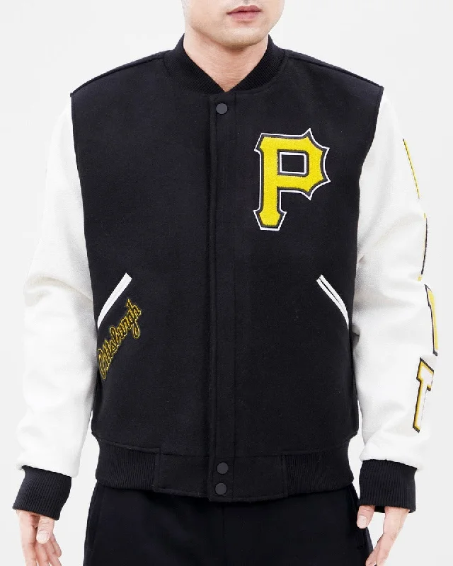 Relaxed Chic MLB PITTSBURGH PIRATES CLASSIC WOOL MEN'S VARSITY JACKET (BLACK/WHITE)