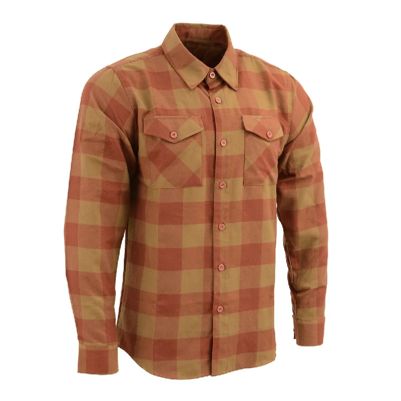 Chic Relaxation Milwaukee Leather MNG11653 Men's Brown and Beige Long Sleeve Cotton Flannel Shirt Chic Relaxation Milwaukee Leather MNG11653 Men's Brown and Beige Long Sleeve Cotton Flannel Shirt