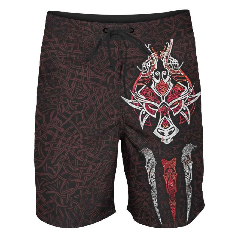 Cozy Lounge Wear Fenrir Boardshorts - Crimson Edition