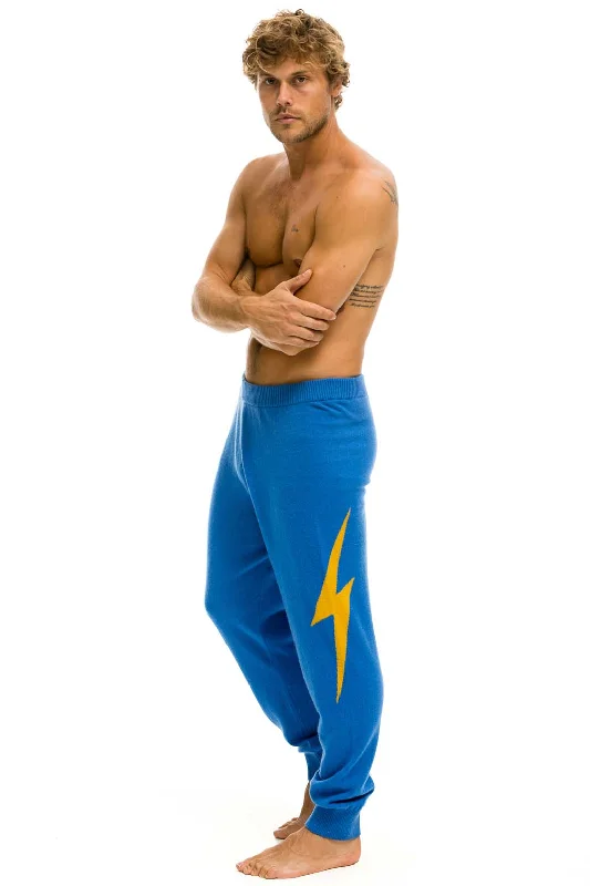 Warm Winter Series MEN'S BOLT CASHMERE LIGHT SWEATER PANT	- VINTAGE BLUE // GOLD BOLT