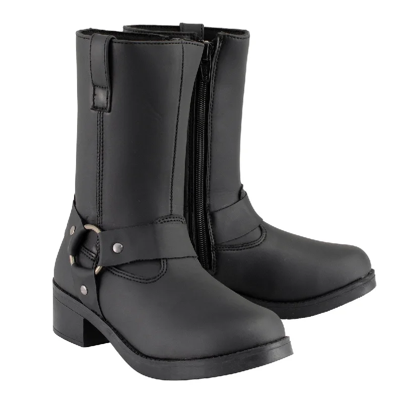 Cozy Look Milwaukee Leather MBK9280 Boys Classic Black Harness Biker Boots