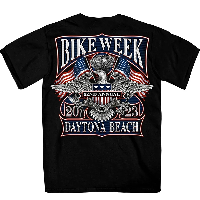 Classic Style Hot Leathers EDM1192 Men's 2023 Daytona Beach Vintage Patriot Black T-Shirt Classic Style Hot Leathers EDM1192 Men's 2023 Daytona Beach Vintage Patriot Black T-Shirt