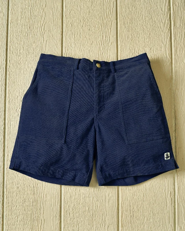 Embroidered Letters Ventura Short in Navy Corduroy