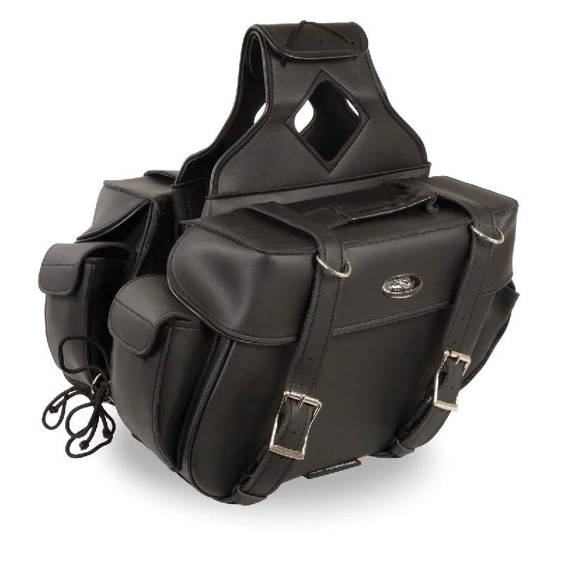 Advanced Customization Milwaukee Leather SH57403ZB Black Medium Zip-Off PVC Throw Over Motorcycle Saddlebags