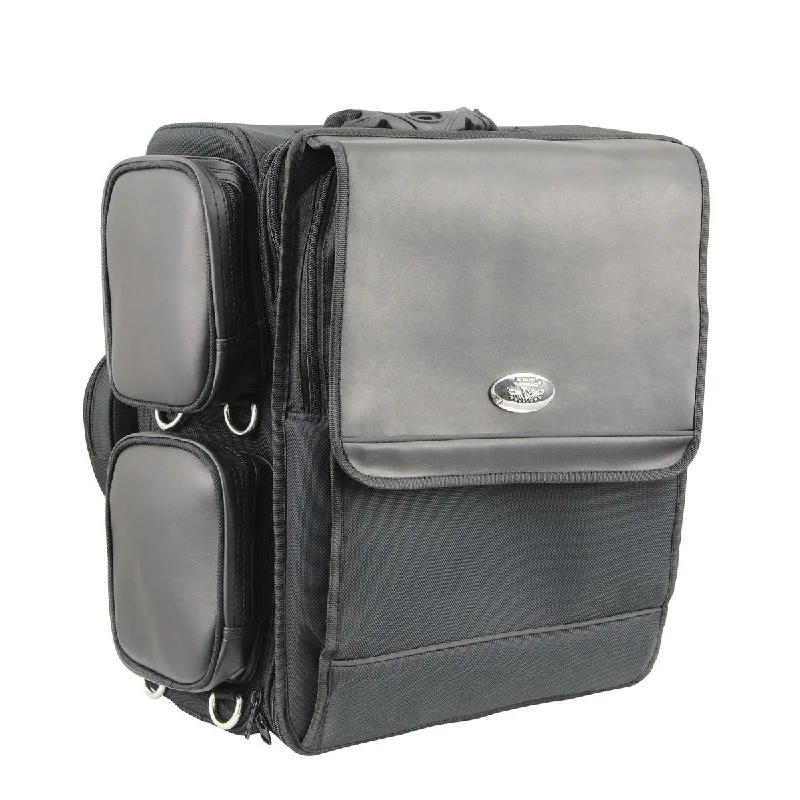 Leisure Sports Milwaukee Leather MP8185 Large Black '4 Pocket' PVC Motorcycle Travel Sissy Bar Bag Leisure Sports Milwaukee Leather MP8185 Large Black '4 Pocket' PVC Motorcycle Travel Sissy Bar Bag