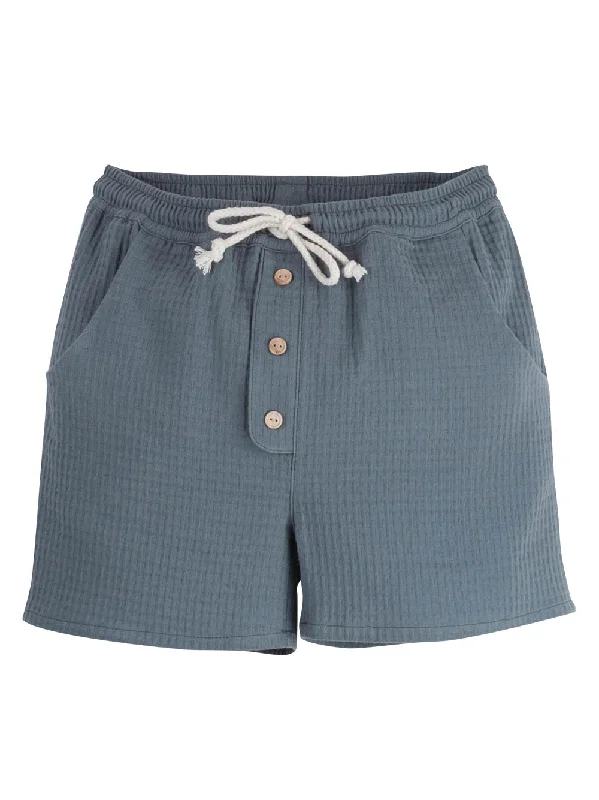 Personal Charm Blue Textured Bermuda Shorts