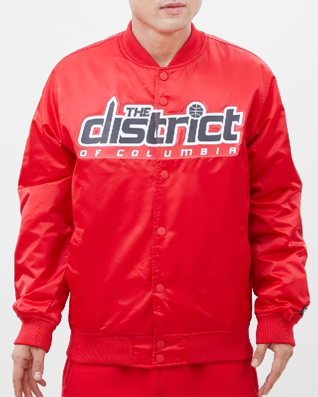 Loose Fit NBA WASHINGTON WIZARDS BIG LOGO MEN'S SATIN JACKET (RED)